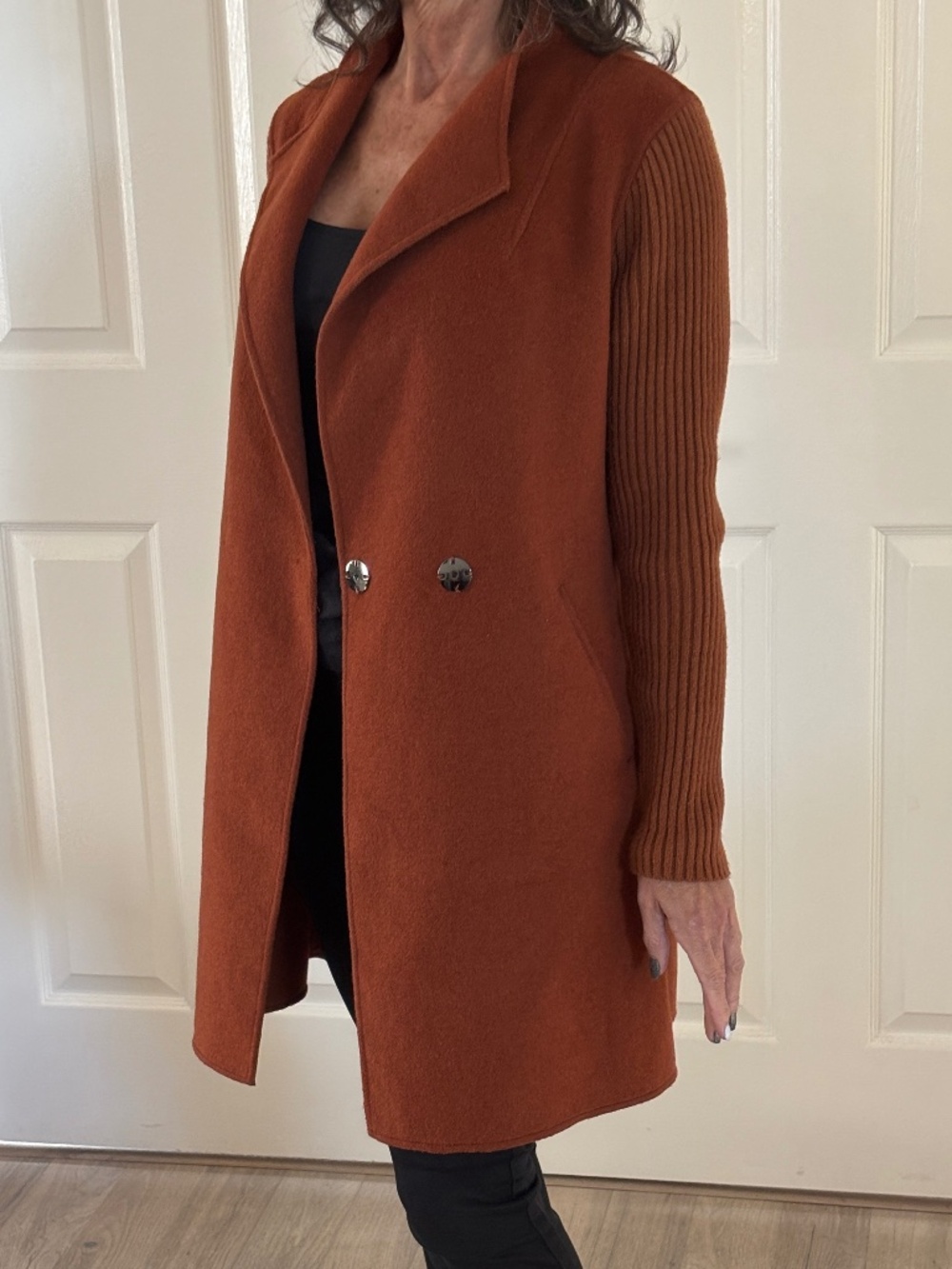 Kenneth Cole New York Double Face Wool Coat - Burnt Orange Size XSP - Picture 4 of 14